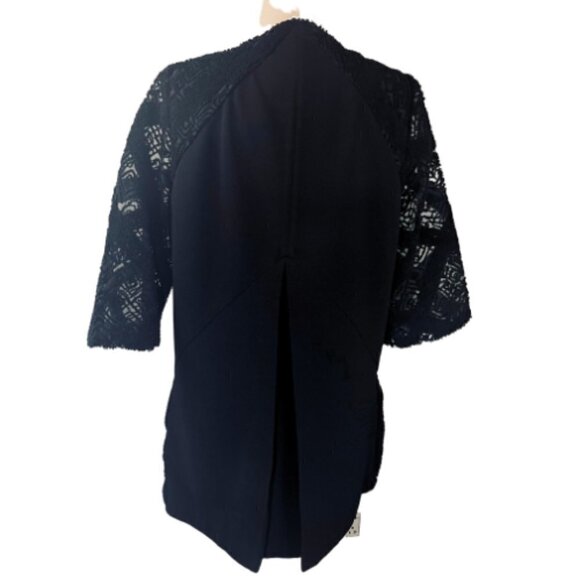 LUCKY BRAND Black Mixed Material Embroidered Mesh Open Cardigan Size S - Picture 10 of 16